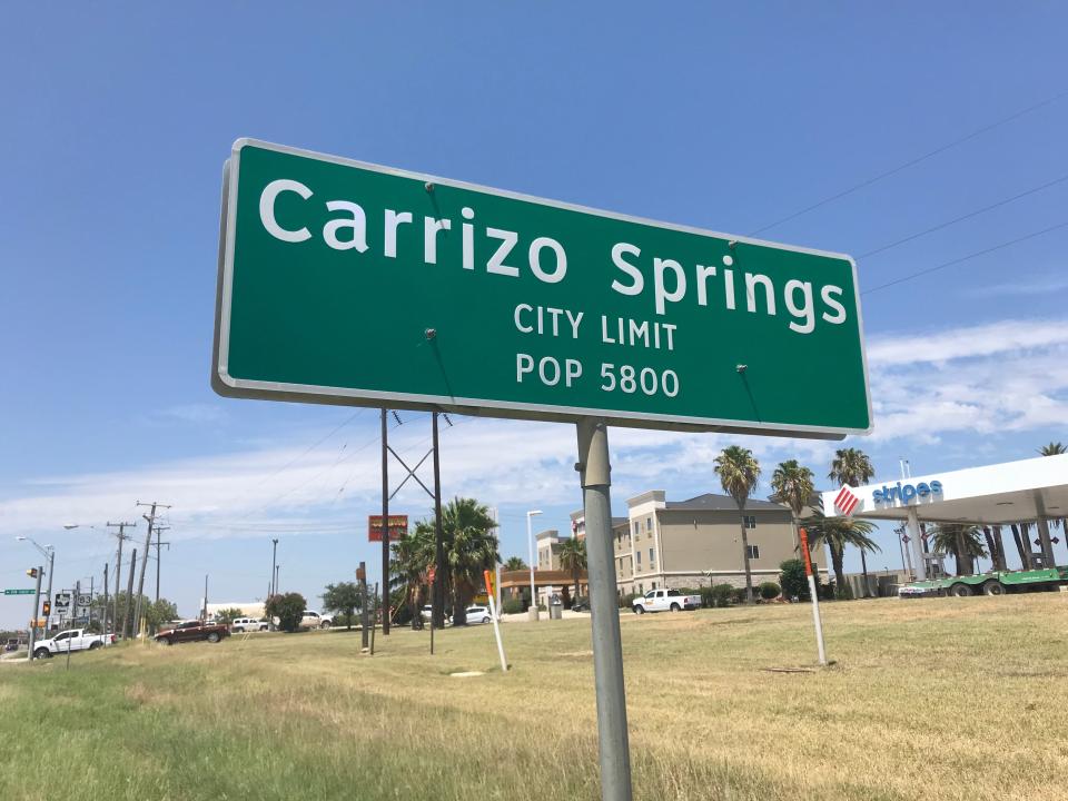 City limits sign for Carrizo Springs, Texas