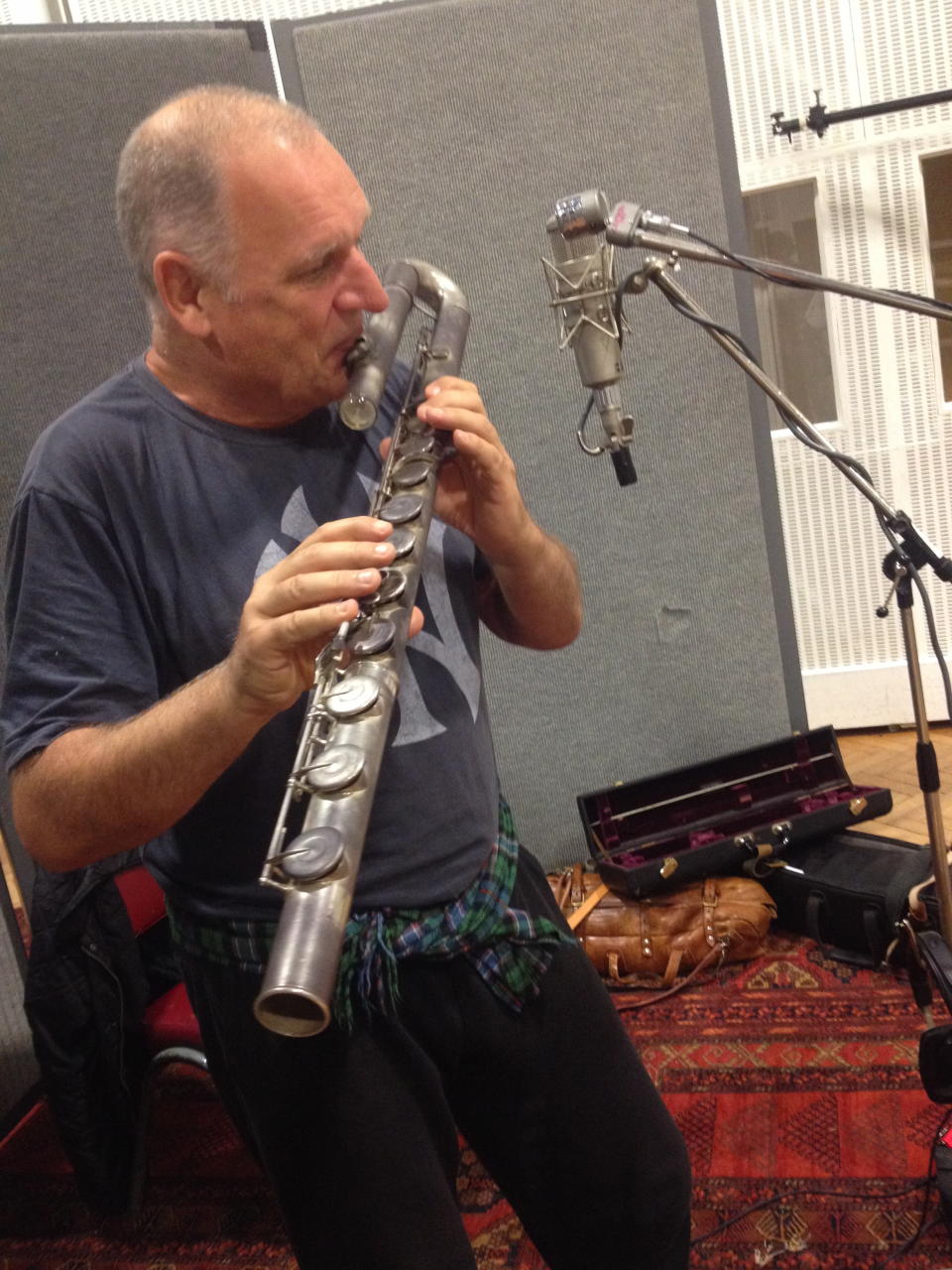 Dave Heath on Bass Flute at UNCLE session_photo credit Amelia Pemberton