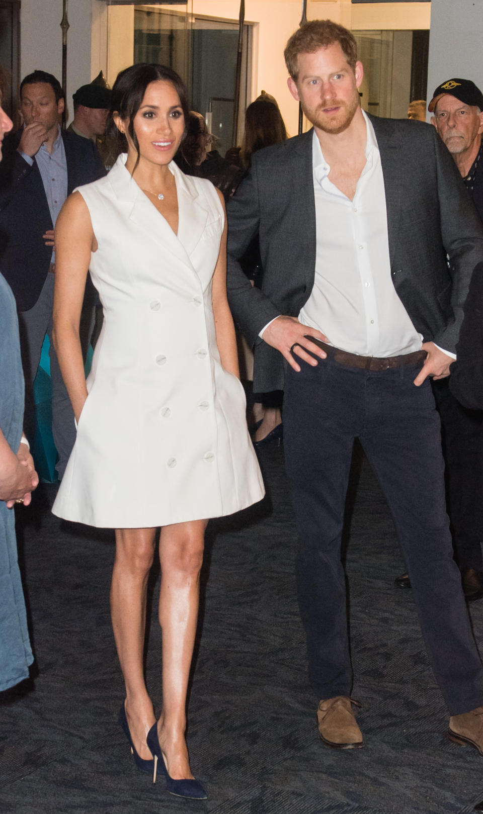 Meghan has been spotted without tights on many times on the tour. Photo: Getty