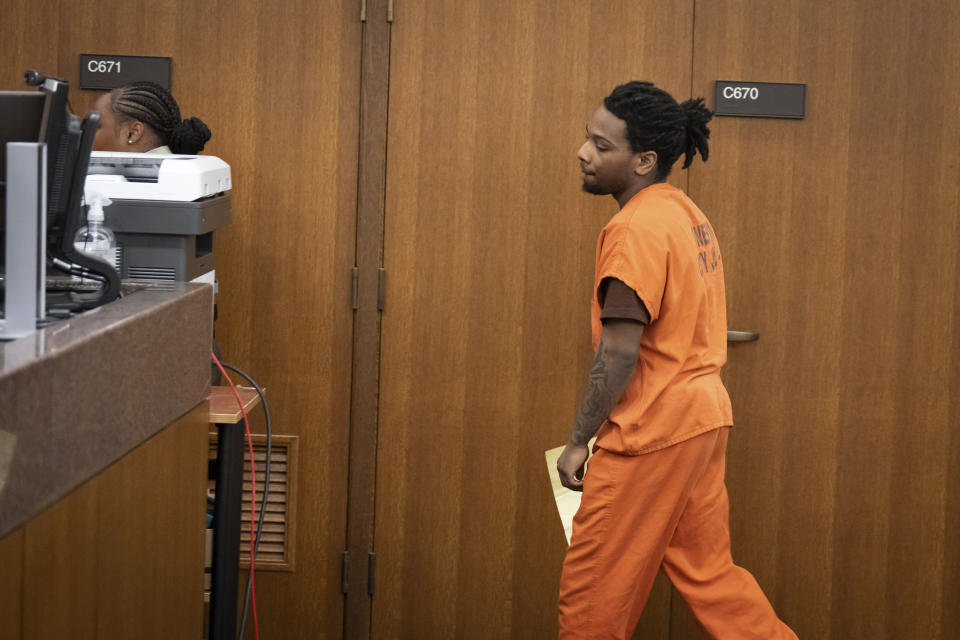 D’Pree Shareef Robinson, 20, leaves the courtroom after being sentenced to more than 37 years in prison for fatally shooting 9-year-old Trinity Ottoson-Smith Tuesday, July 11, 2023, in Minneapolis. The girl was shot as she was jumping on a trampoline with friends. Robinson pleaded guilty in March to second-degree murder in the 2021 death of Ottoson-Smith. (Glen Stubbe/Star Tribune via AP, Pool)