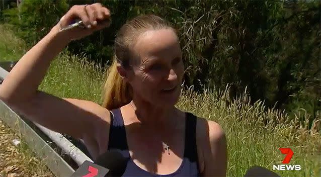 Naomi Cooper said an angry cyclist grabbed her car keys and threw them away in a road rage attack. Source: 7 News