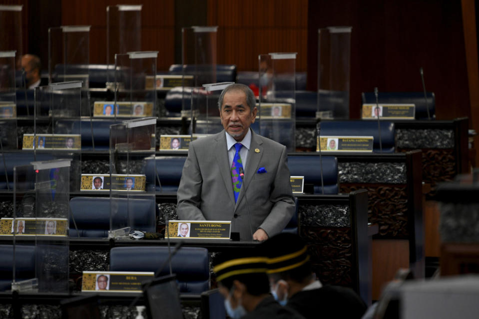 De facto law minister Datuk Seri Wan Junaidi Tuanku Jaafar at the Dewan Rakyat, October 25, 2021. — Bernama pic