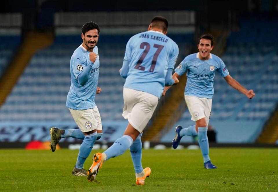 Ilkay Gundogan (left) put City 2-1 up with an impressive free-kickGetty Images