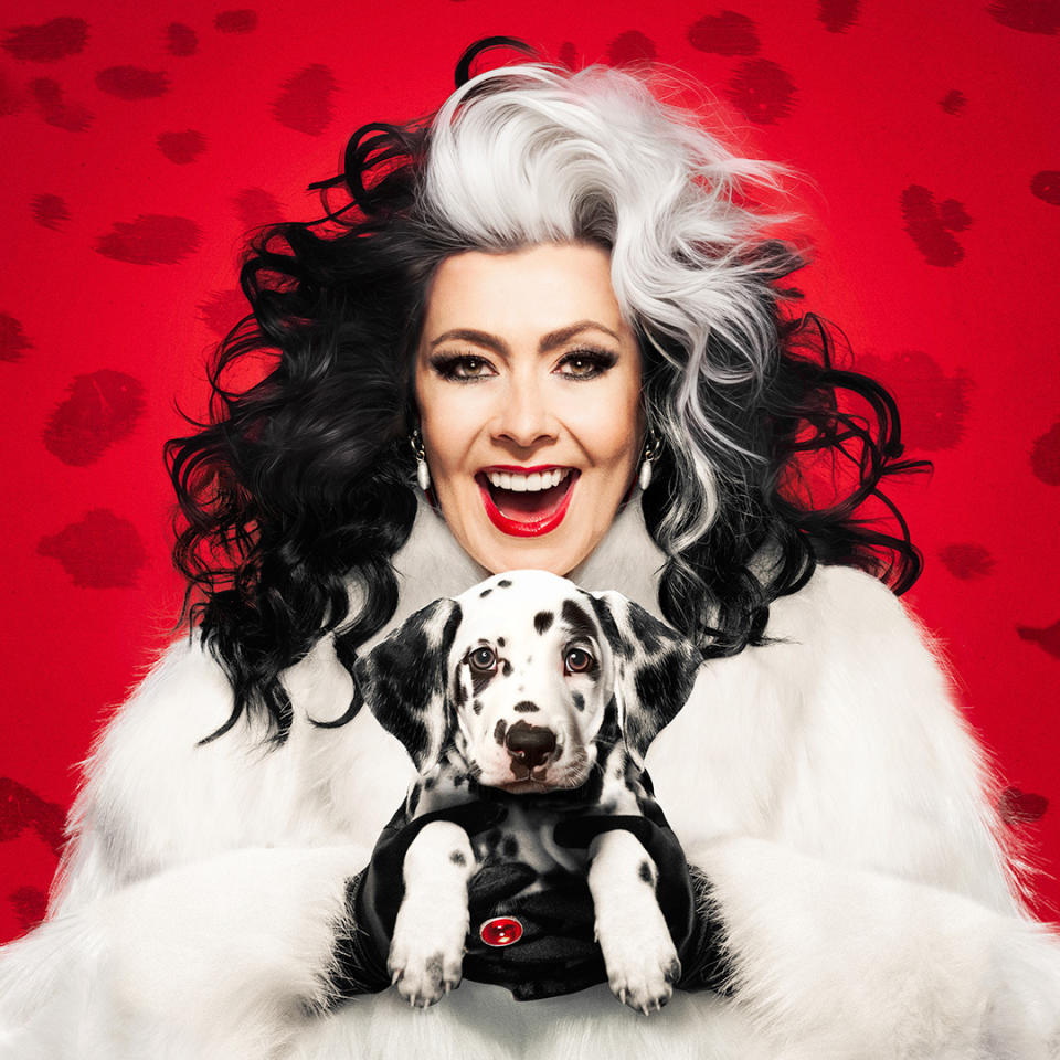 Kym Marsh as Cruella de Vil for 101 Dalmatians the musical.