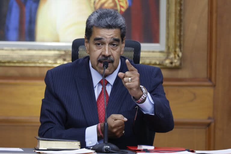 Nicolás Maduro durante una conferencia de prensa en el Palacio de Miraflores   