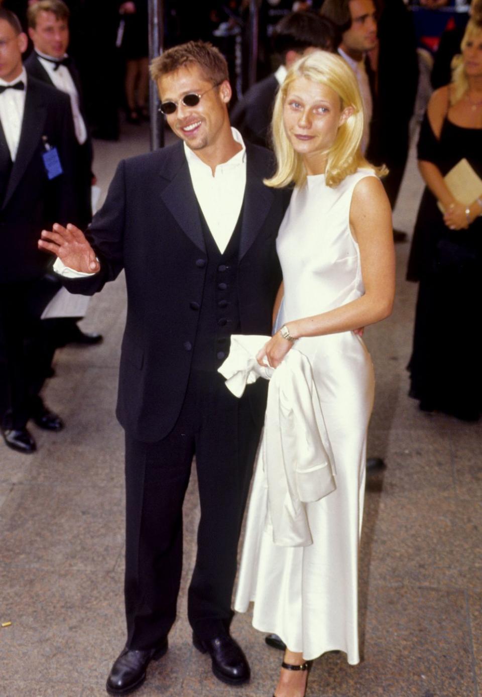 <p>Brad and Gwyneth Paltrow met in 1994 on the set of <em>Se7en </em>and quickly became the "it" couple of Hollywood. They went on to get engaged before eventually breaking it off in 1997.</p>