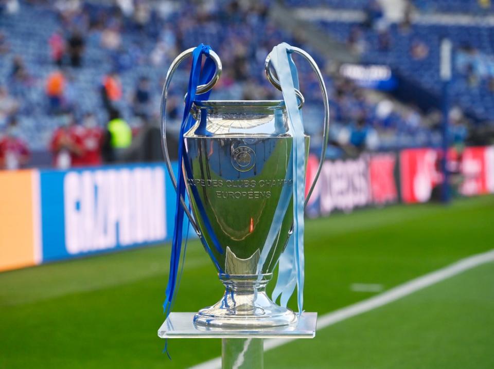 The Champions League trophy before its presentation after the 2020/21 final (Getty Images)