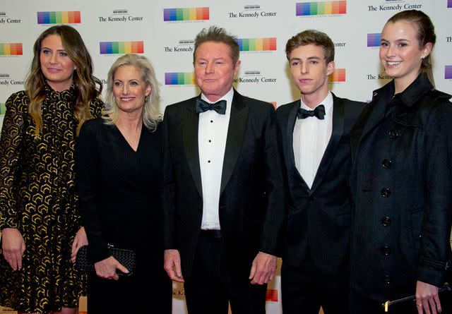 <p>Ron Sachs - Pool/Getty</p> Don Henley, Sharon Henley, and their kids arrive the formal Artist's Dinner honoring the recipients of the 39th Annual Kennedy Center Honors on December 3, 2016.