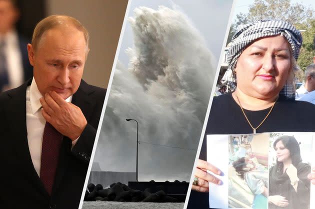 Vladimir Putin, a typhoon in Japan and a protester in Iran – just three of the major stories you might have missed (Photo: Getty)