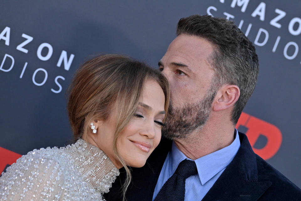 Jennifer Lopez and Ben Affleck on a red carpet