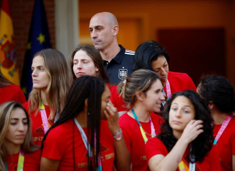 FILE PHOTO: FIFA Women's World Cup Australia and New Zealand 2023 - Spain's Prime Minister Pedro Sanchez receive the World Cup champions