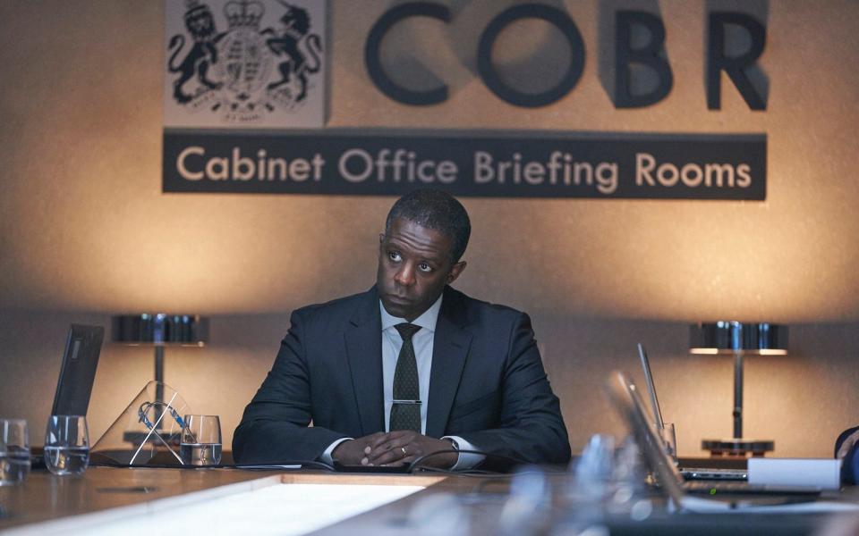 ‘Cobra doesn’t look like a Cold War dungeon. It even has wallpaper’: Adrian Lester as the fictional PM in The Undeclared War - Channel 4