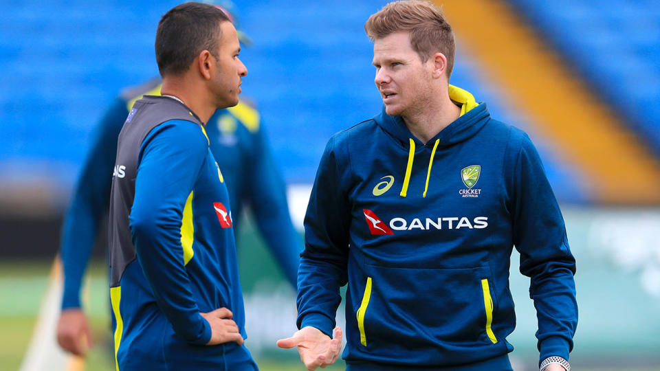 Usman Khawaja and Steve Smith, pictured here before the fourth Test.