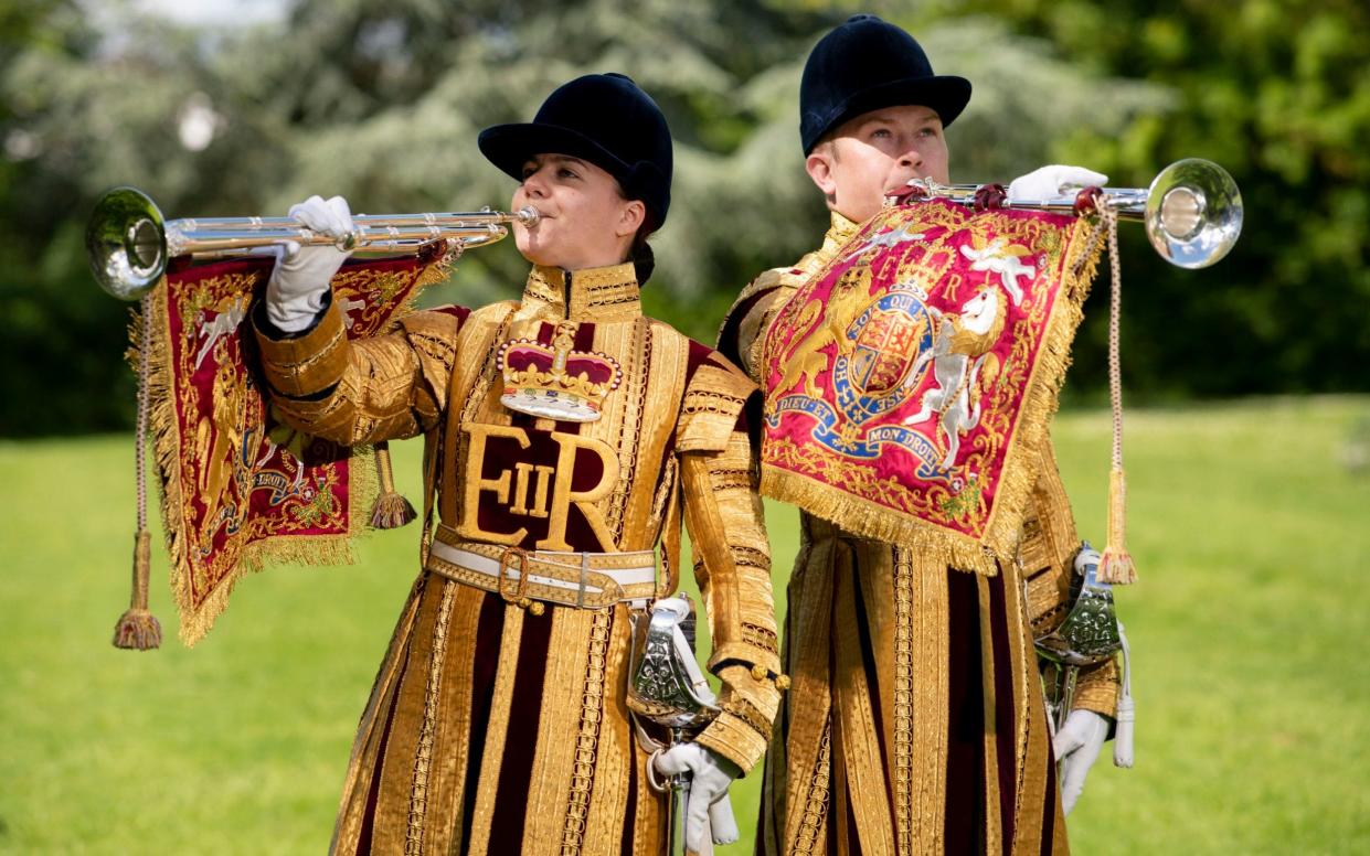 LCpl Kate and LCoH Julian Sandford, two of the six State trumpeters for the Household Cavalry - Geoff Pugh for the Telegraph