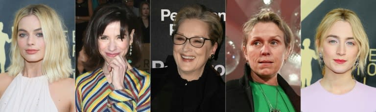 Best actress nominees (L to R): Margot Robbie, Sally Hawkins, Meryl Streep, Frances McDormand and Saoirse Ronan