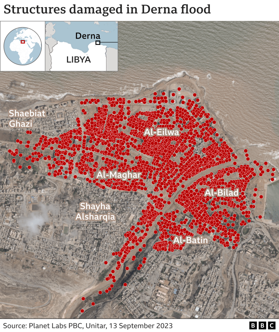 Analysis of satellite images shows how many buildings affected