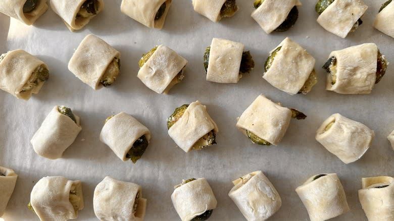 unbaked pastry-wrapped brussels sprouts