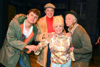 Ryan Hutton, Barbara Windsor, Tom Bennett and Paul Whitehouse pose as Barbara Windsor meets the cast of "The Only Fools and Horses the Musical" on April 03, 2019 in London, United Kingdom. (Photo by Dave J Hogan/Dave J Hogan/Getty Images)