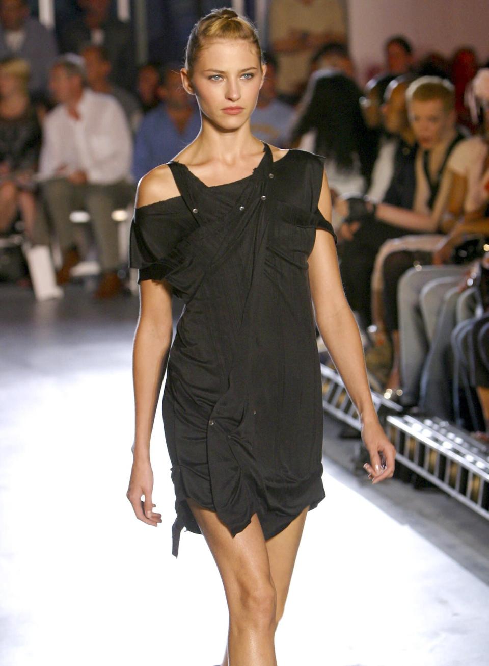 Sara Ziff wearing Daryl K Spring 2004 during Mercedes-Benz Fashion Week Spring 2004 - Daryl K - Front Row and Runway at 776 6th Avenue in New York City, New York