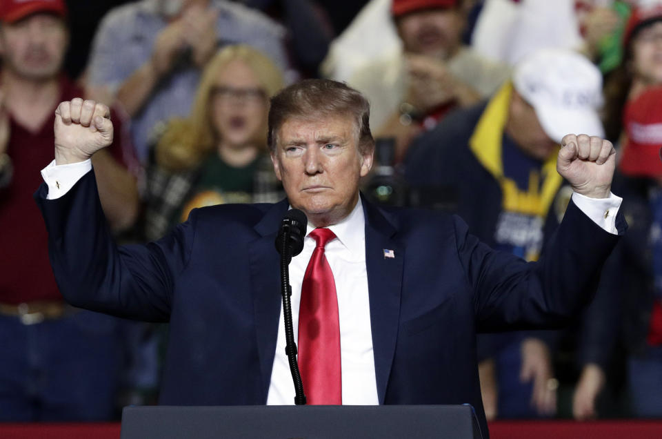 President Donald Trump speaks during a rally in El Paso (Eric Gay/AP)