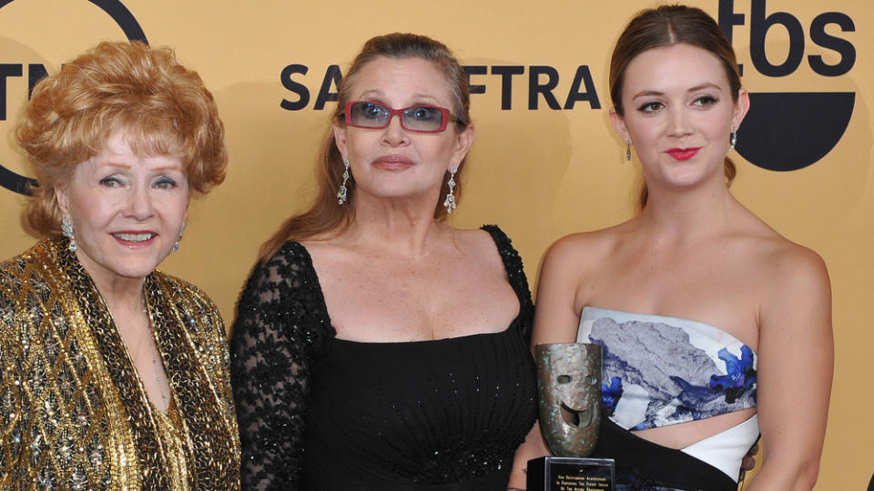 Debbie Reynolds mit Tochter Carrie Fisher und Enkelin Billie Lourd 2015 in Los Angeles