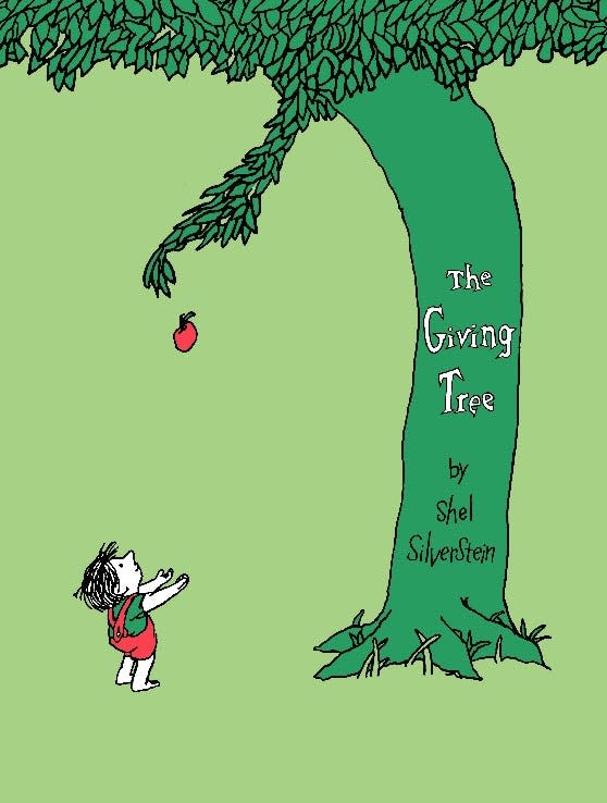 Book jacket of 'The Giving Tree' by Shel Silverstein.