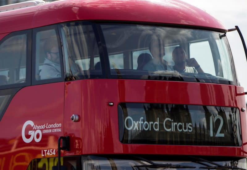 A Go Ahead bus crosses Westminster Bridge in London, Britain August 29, 2015. REUTERS/Neil Hall