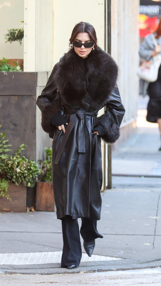 Emily Ratajkowski bundles up in black winter coat for NYC outing after  New York Knicks tickets drama