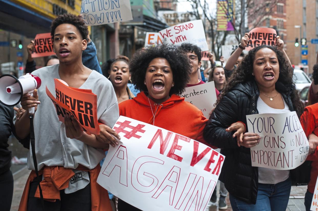 High school students in Pittsburgh march in solidarity with Parkland, Fla., students and with other high schools across the country