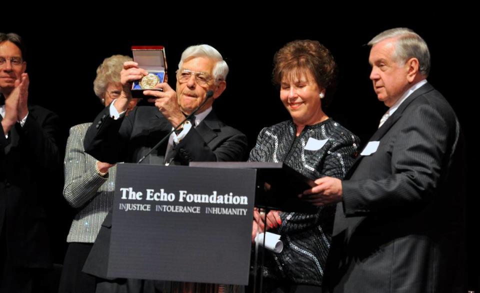 Hugh McColl unveils the Sandra and Leon Levine Medal for Life in Sept. 21, 2010. The Sandra and Leon Levine Medal for Life will be awarded to individuals whose actions call forth the best in human nature and inspire us all to reach our highest potential.
