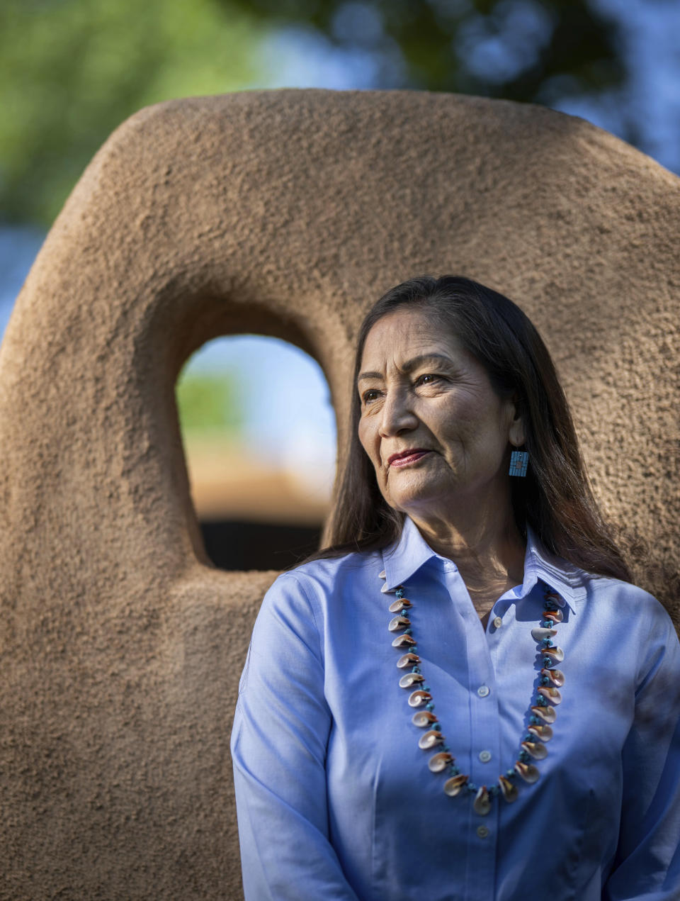 U.S. Interior Secretary Deb Haaland poses for a picture, in Albuquerque, N.M., Monday, June 12, 2023. (AP Photo/Roberto E. Rosales)