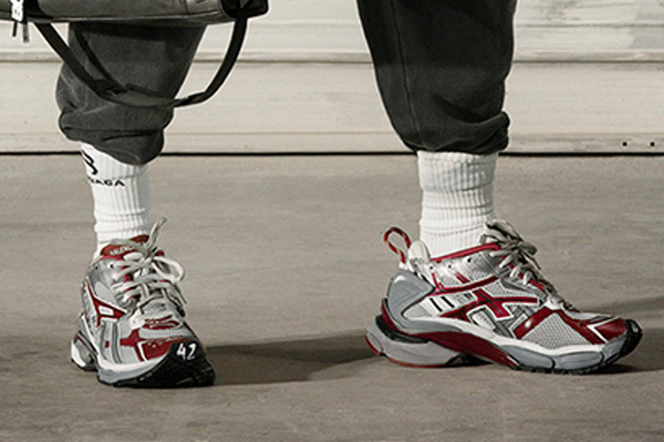 A closer view of the Balenciaga Runner sneakers on Justin Bieber. - Credit: Courtesy of Balenciaga