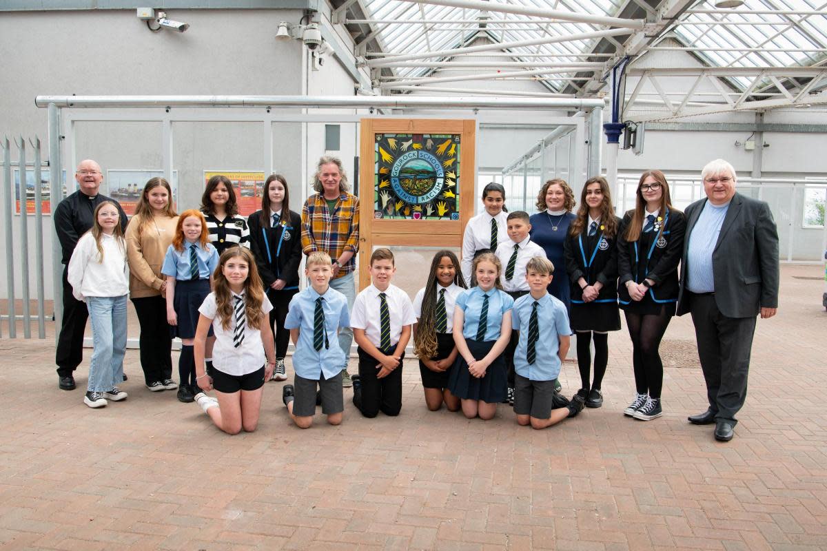 Artwork created by Gourock school pupils and Alec Galloway unveiled at Gourock station <i>(Image: Duncan Bryceland)</i>