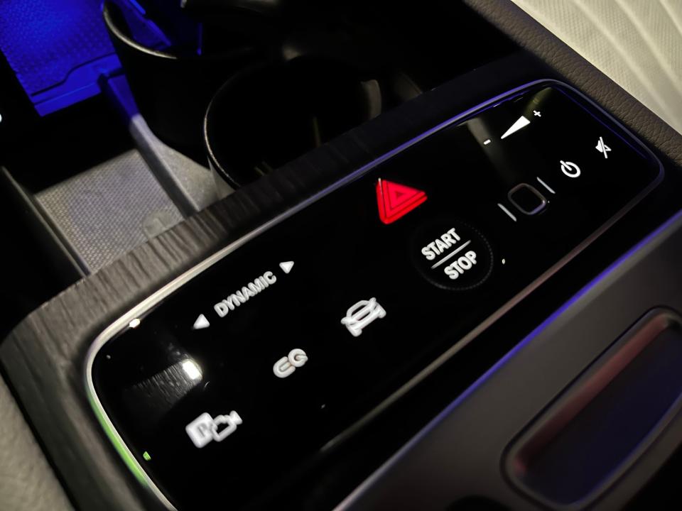 The 2022 Mercedes EQS 580 4Matic electric luxury car's flat-panel controls are ill-suited to volume control.
