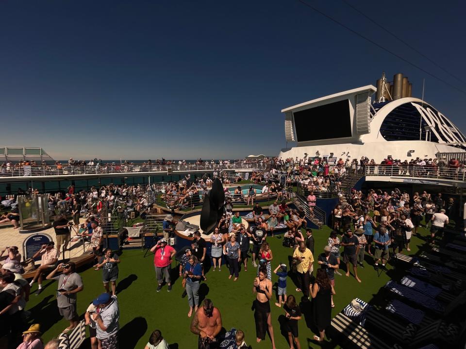 Hybrid solar eclipse captured during a P&O Pacific Explorer cruise ship in the Exmouth Gulf