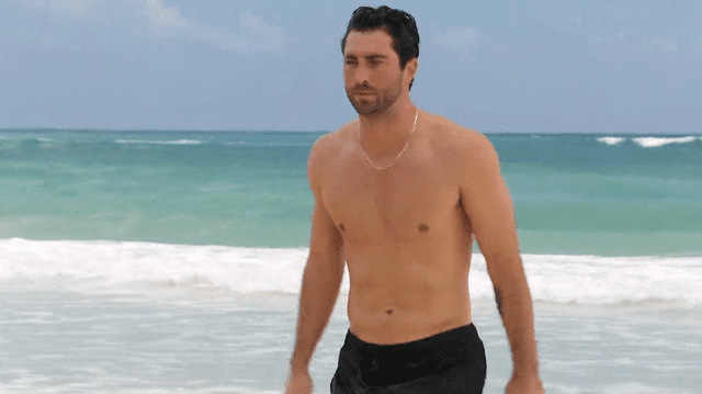 <p>ABC</p> Joey emerges from the sea like a male Venus on 'The Bachelor'