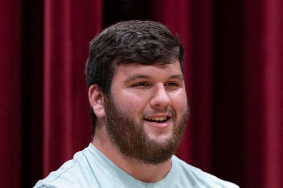 Recent Harlan County High School graduate Jacob Shoemaker is photographed at the school in Harlan, Ky., on Wednesday, May 8, 2024.