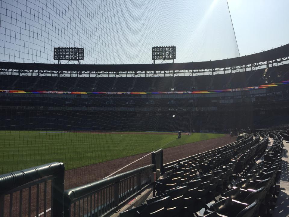 Guaranteed Rate Field is the first MLB stadium to extend the protective netting. (Henry Bushnell/Yahoo Sports)