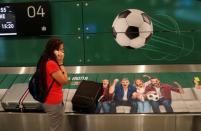 A conveyor belt is decorated for the World Cup at Platov International Airport near Rostov-on-Don, Russia July 1, 2018. REUTERS/Murad Sezer