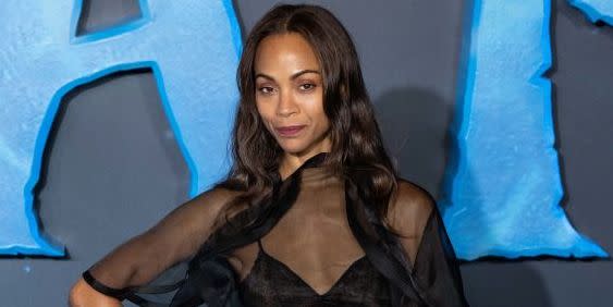 zoe saldana abs legs bra top sheer dress tights avatar photo