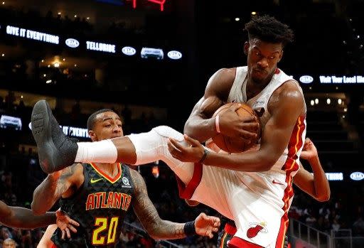 熱火主將巴特勒（Jimmy Butler），全場41分，中距離還是他的看家本領。法新社