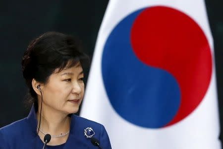 South Korean President Park Geun-Hye is seen during a welcome ceremony at the National Palace in Mexico City, April 4, 2016. REUTERS/Edgard Garrido