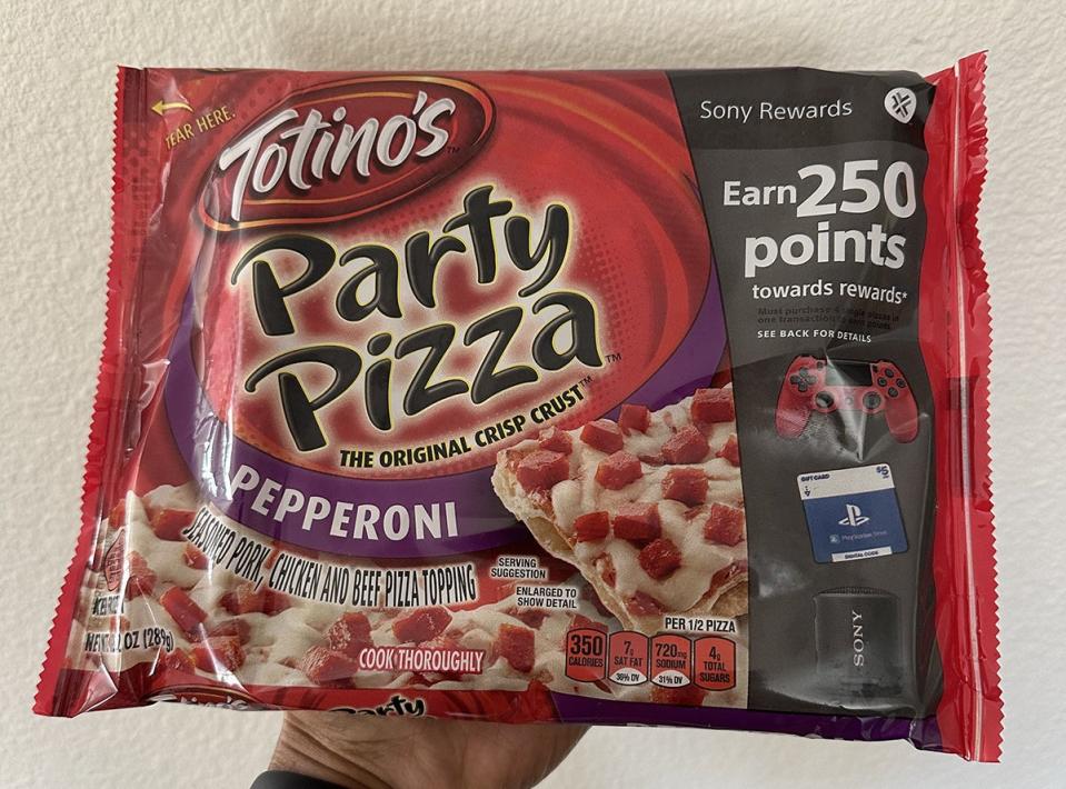 A package of Totino's Pepperoni Party Pizza