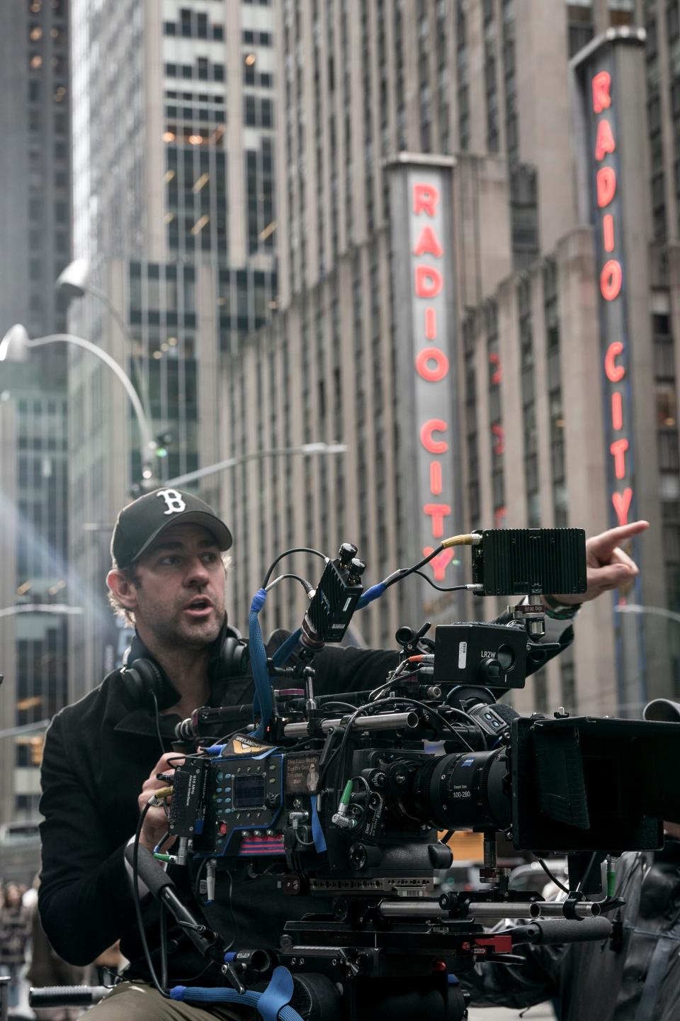 Writer/director John Krasinski on the New York set of "IF."