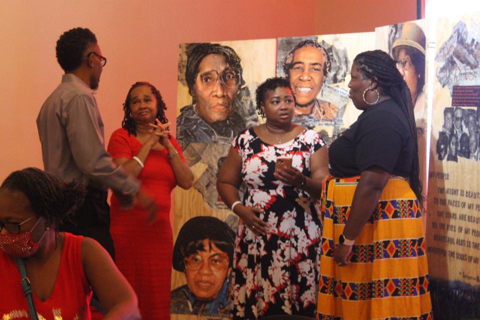 Descendants of families of the Rosewood Massacre of 100 years ago talk to one another at the Cotton Club Museum and Cultural Center after the Sunday morning service at Mount Olive AME Church as their family reunion came to and with a luncheon at the museum in SE Gainesville.
(Credit: Photo by Voleer Thomas/For The Guardian)