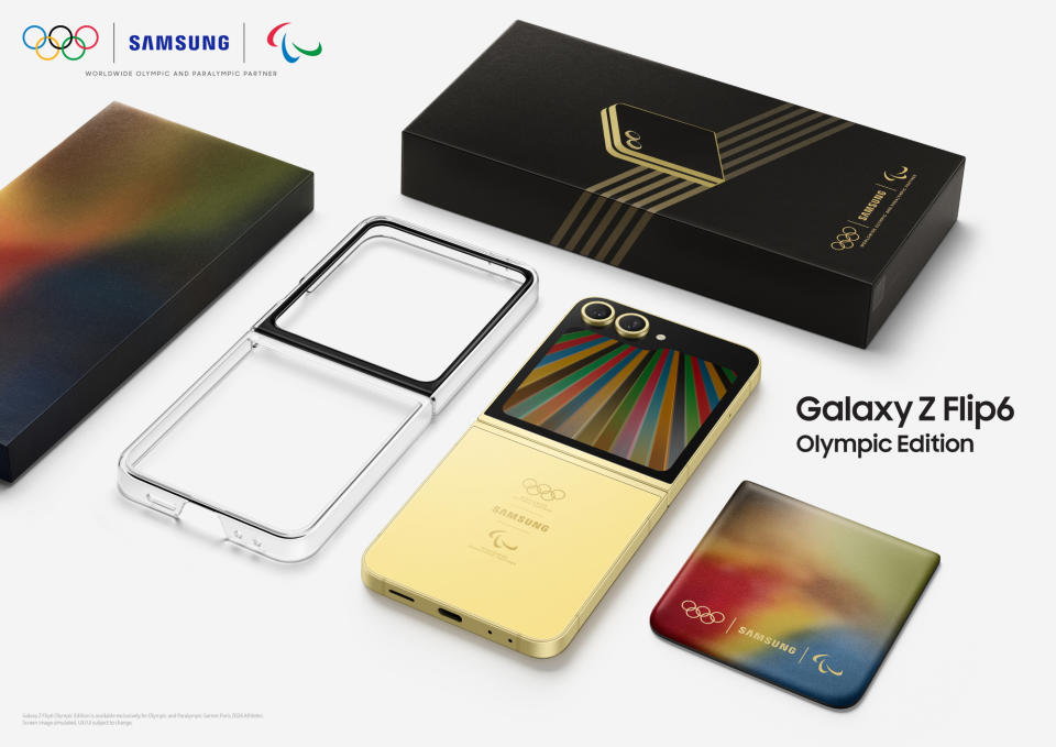 The Samsung Galaxy Z Flip6 Olympic Edition phone with a Berluti case.