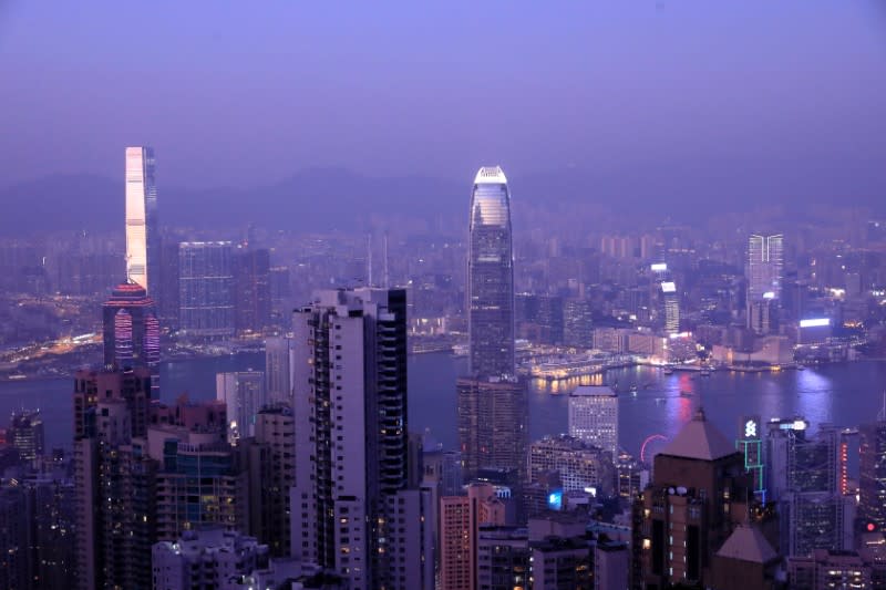 Hong Kong skyline is pictured from Victoria Peak in Hong Kong