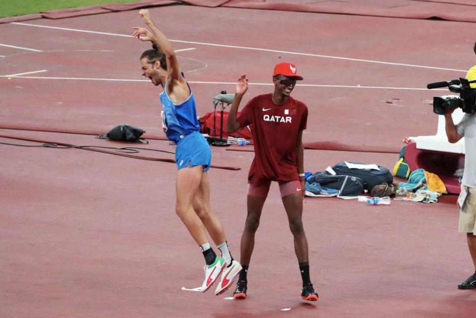 <p>For the first time since 1912, Italy and Qatar walked away with a shared gold medal after competing against each other in the men’s high jump heats. Both Qatar’s Mutaz Essa Barshim and Italy’s Gianmarco Tamberi ended up with jumps of 2.37m, and had no failed attempts until 2.39m. After three failures at this height each, Barshim asked an Olympic official if they could share the award, and he willingly obliged. That’s the spirit. </p>