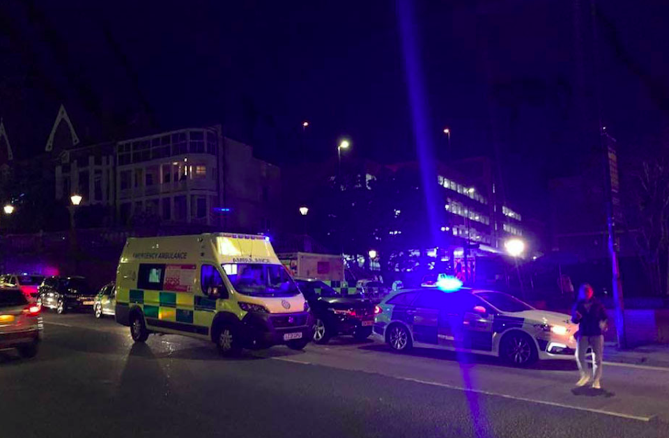 Emergency services attend the scene following the fatal crash outside a car park in Ramsgate on Wednesday night. (PA)