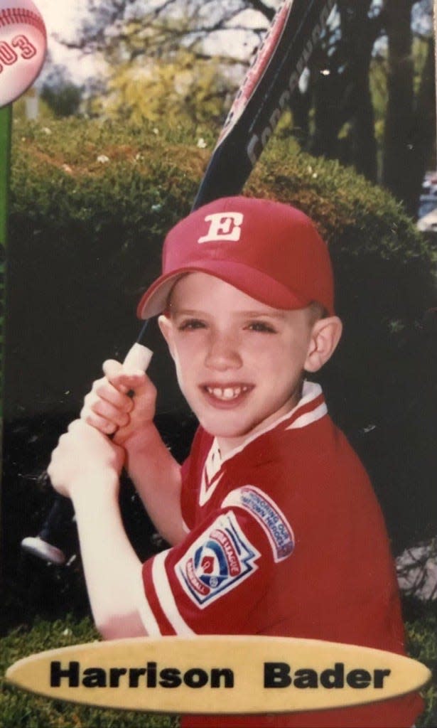 Harrison Bader, who now plays center field for the Yankees, pictured during his days in Eastchester Little League. The league retired Bader's No. 7 at its 2022 Opening Day ceremony.